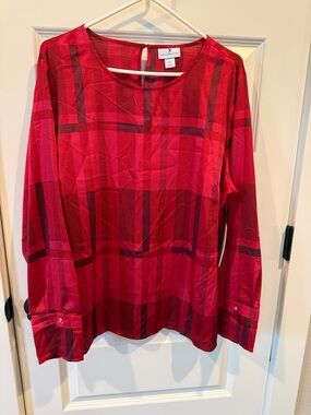 Liz Claiborne Red Plaid Long-Sleeve Top